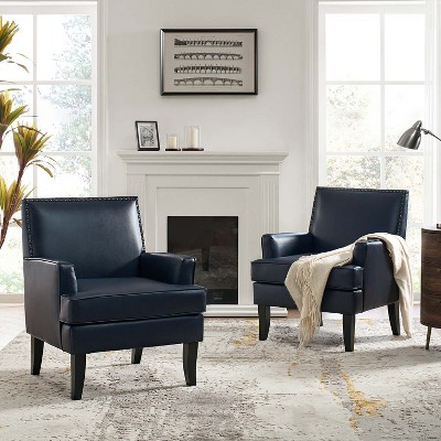 Set of 2 Wooden Upholstered Accent Chair Celadon Armchair | ARTFUL LIVING DESIGN