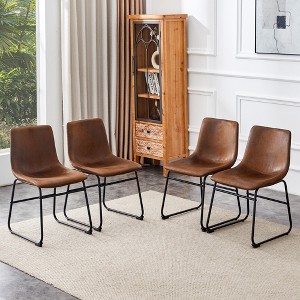 Set of 4 Suede Dining Chairs, Comfortable Bar Stools for Industrial and Vintage Style, 17.7*20.87*37in - 1 of 4