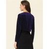 INSPIRE CHIC Women's Cocktail Party Open Front Long Sleeve Cropped Velvet Shrug Cardigan - 4 of 4