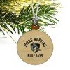 Johns Hopkins University Blue Jays Logo Mini Small Tiny Wood Christmas Tree Holiday Ornament - 3 of 4