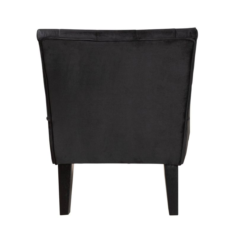 Harmon Velvet Fabric Upholstered and Wood Accent Chair Black/Walnut Brown - Baxton Studio, 6 of 12