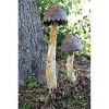 Rustic Metal Mushroom Yard Stakes 38"H & 25.5"H, Distressed Brown Garden Decor, Set of 2 By Kalalou - 2 of 3