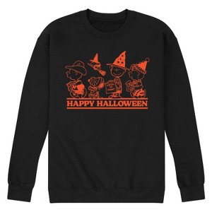 Men's - Peanuts - Happy Halloween Trick Or Treat Characters Graphic Fleece Sweatshirt - 1 of 4