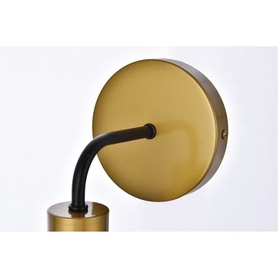 Hanson Black and Brass Metal 1-Light Dimmable Wall Sconce with Clear Glass Shade