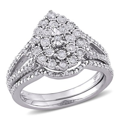 EVERLY JEWELRY | Sterling Silver 1/4 CT TW Diamond Vintage Ring Set