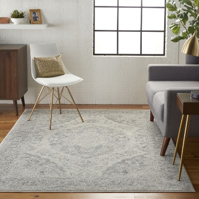 Elegant Ivory-Grey Synthetic 5'3" x 7'3" Indoor Area Rug
