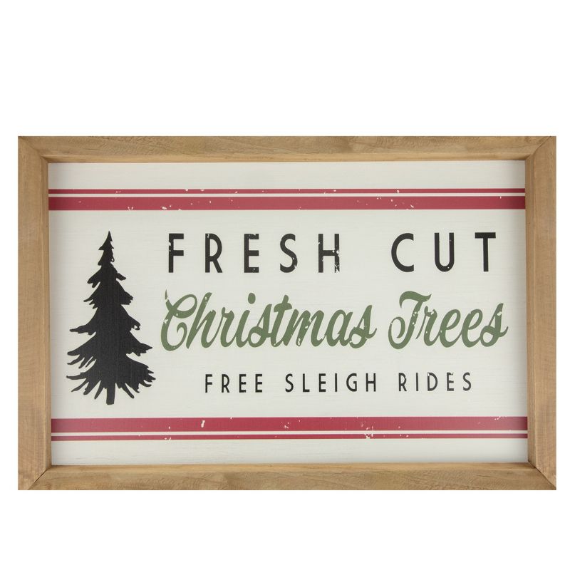 Northlight 18" Wooden Framed "Fresh Cut Christmas Trees" Wall Sign, 1 of 6