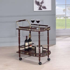 NicBex Mobile Kitchen Island Cart Morden 24.7" Kitchen Carts on Wheels with Storage, 2 Tier Bar Cart with 3 Loops for Kitchen, Brown - 1 of 4