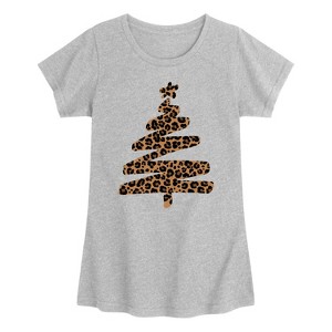 Girls' - Instant Message - Leopard Print Tree Fitted Short Sleeve Graphic T-Shirt - 1 of 4