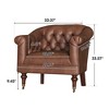 Classic Tufted Leather Club Chair with Wheels and Padded Arms - 3 of 4