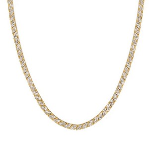 ShineHigh 18-Inch Trillion-Cut Statement Necklace for Women – Gold or Rhodium-Plated, 35.28ct CZ, Box Clasp with Safety, Classic Tennis Chain Style - 1 of 1