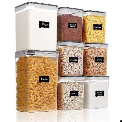 LunaLulinlk 8-Piece Large Airtight Food Storage Containers, Flour Jars for Kitchen Organization
