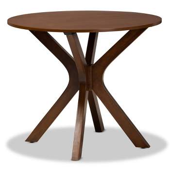 35" Kenji Wide Round Wood Dining Table - Baxton Studio