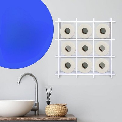 White and Brown Rustic Tic Tac Toe Wall-Mounted Toilet Paper Holder