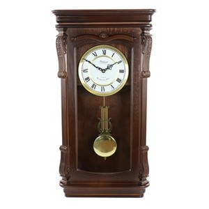 Bedford Clock Collection Chestnut Chiming Pendulum Wall Clock - 1 of 4
