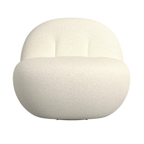 Armless Swivel Chair White Sherpa HomePop