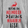 Boys' - Instant Message - Christmas Hoping Reindeer Eat Naughty List Long Sleeve Graphic T-Shirt - 2 of 4
