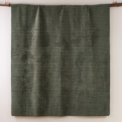 Green Velvet Reversible Full Quilt Set with Cotton Fill