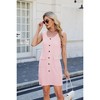 Women's Summer Sleeveless Mini Dress Casual Crewneck Button Tank Dresses Party Short T-Shirt Sundress with Pockets - 4 of 4