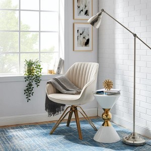 HOMLUX Mid-century Pyramid 360° Swivel Accent Chair Upholstered in Comfortable Velvet- Gold Plated Legs For Bedroom,Office,Dining - 1 of 4