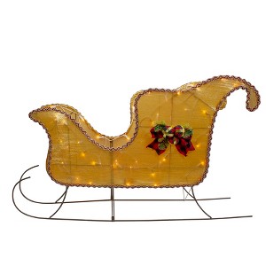 Northlight Lighted Shiny Sleigh Outdoor Christmas Decoration - 36" - Gold - Clear Lights - 1 of 3