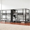 Full Size Quadruple Metal Bunk Bed with Wardrobe and Storage Shelves, Heavy-Duty Frame with Guardrails and Staircase,kids bed - 2 of 4