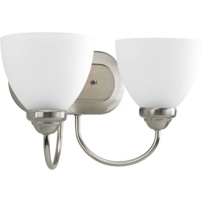 Progress Lighting Heart Collection 2-Light Bath Bracket, Brushed Nickel, Etched Glass Shades
