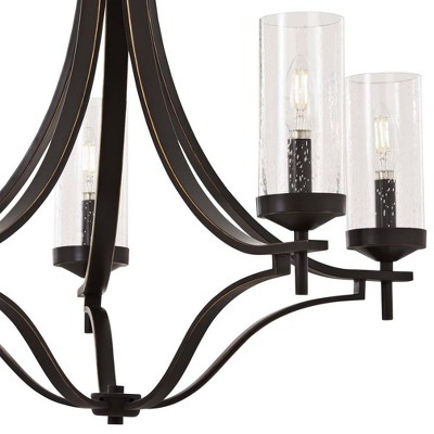 Elyton 5-Light Downton Bronze Chandelier with Clear Seedy Glass Shade