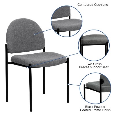 Gray Fabric and Black Metal Stackable Reception Chair