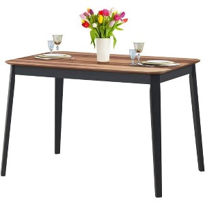 Tangkula Dining Table Wooden Kitchen Table w/Rubber Wood Legs Modern Rectangular Dinner Table for Dining Room Walnut & Black - 1 of 4