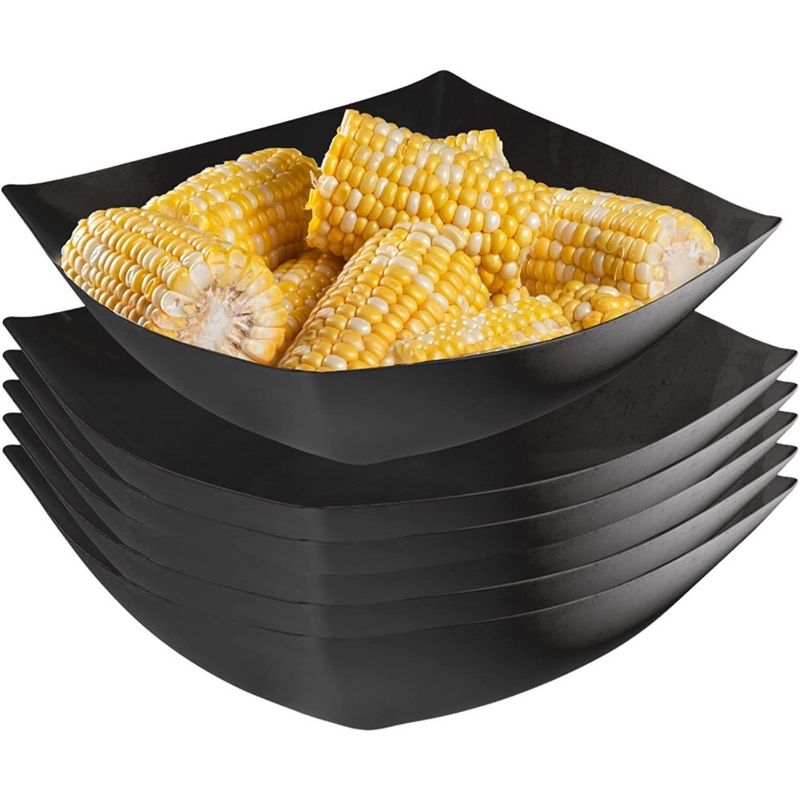 Crown Display Black Disposable Serving Bowl Squared Convex Bowl - Black Plastic Bowl for Serving, 5 of 11
