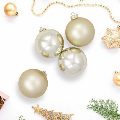 Northlight 2-Finish Glass Christmas Ball Ornaments - 4" (100mm) - Champagne Gold - 4ct