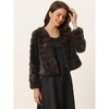 Allegra K Women's Winter Warm Cropped Collarless Faux Fur Fluffy Jacket - 2 of 4