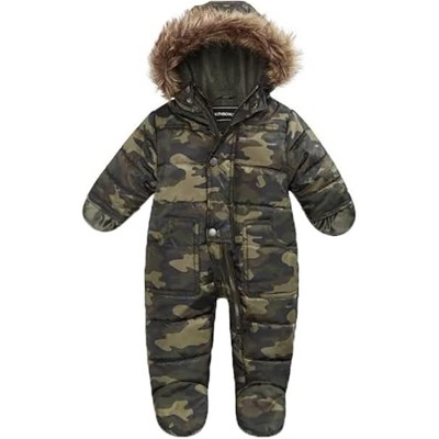 Rothschild Baby Boys' Pram Snowsuit with Faux Fur Trim
