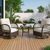 2-Person Outdoor Rattan Chat Set with Swivel Chairs and Glass Table, Weather-Resistant Cushions for Patio or Balcony Use - Coolbibila - 2 of 4