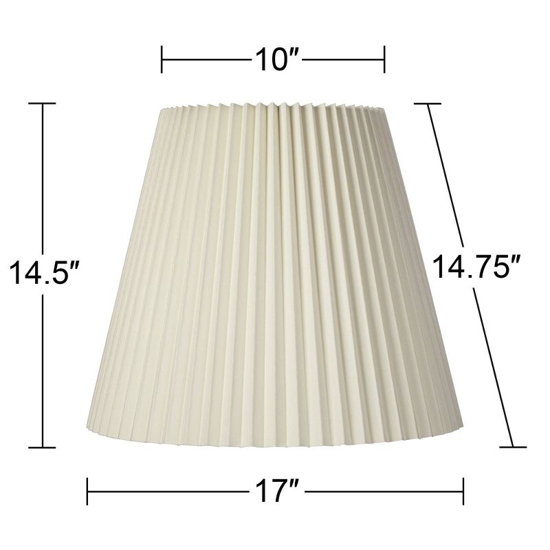 Springcrest 10" Top x 17" Bottom x 14 1/2" High x 14 3/4" Slant Lamp Shade Replacement Large Ivory White Bell Traditional Pleated Spider Harp Finial, 5 of 9