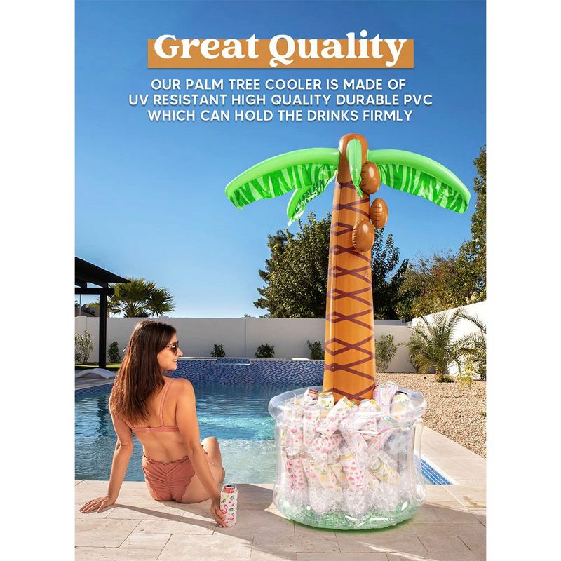 Syncfun 60" Inflatable Palm Tree Cooler, Beach Theme Party Decor, Pool Party Decorations, Themed Party Decoration Summer Outdoor Drink Cooler, 4 of 9