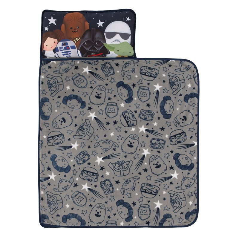 Star Wars Welcome to the Galaxy Navy and Gray Princess Leia, R2-D2, Chewbacca, Yoda, and Darth Vader Toddler Nap Mat, 1 of 10