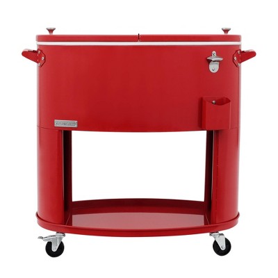 80qt Sporty Oval Rolling Patio Cooler - Red - Permasteel : Target