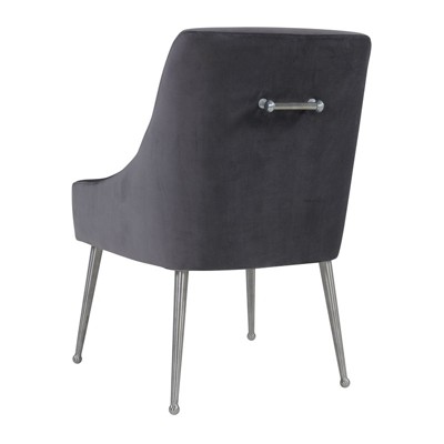 Beatrix 19" Grey Velvet Upholstered Side Chair with Silver Metal Legs