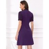 INSPIRE CHIC Women's Bow Tie Keyhole Neck Puff Sleeve Elegant Work Dress - 3 of 4