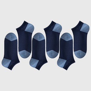Anna-Kaci 6pk Men's Casual Cotton Low - Cut Ankle Socks - 1 of 3
