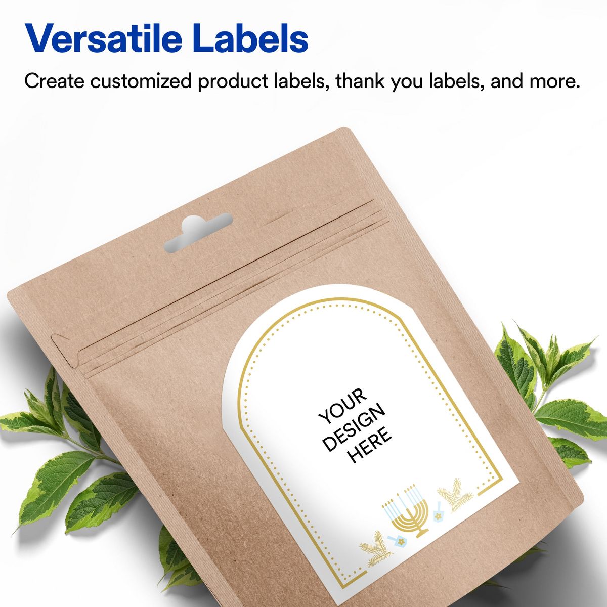 Avery® Labels, 4.75" x 3.5", Glossy, Gold Menorah Frame, 80 - thumbnail 4