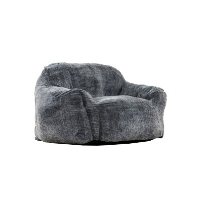 Dexmalle Modern Blue Gray Soft Memory Foam Bean Bag Sofa Chair with Armrest