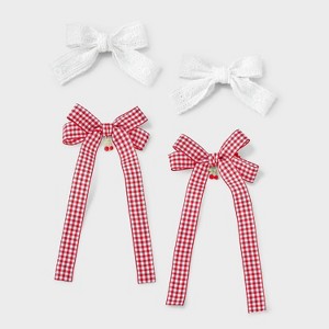 Girls' 4pk Lace and Gingham Cherry Bow Hair Clip Set - art class™ - 1 of 3