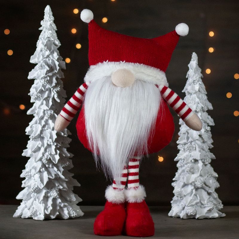 Northlight 18.5" Plush Red and White Standing Tabletop Gnome Christmas Decoration, 2 of 6