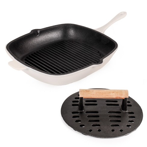 Cuisinart Red Enamel Cast Iron 9.25 in. Grill Pan Griddle Square