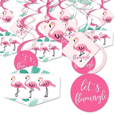 Big Dot of Happiness Pink Flamingo - Tropical Summer Party Hanging Decor - Party Decoration Swirls - Set of 40