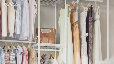 White Heavy Duty Freestanding Garment Rack with Adjustable Shelves