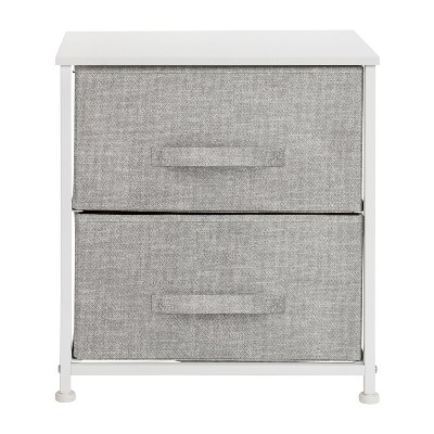 Gray and White Cast Iron Frame 2-Drawer Storage Stand